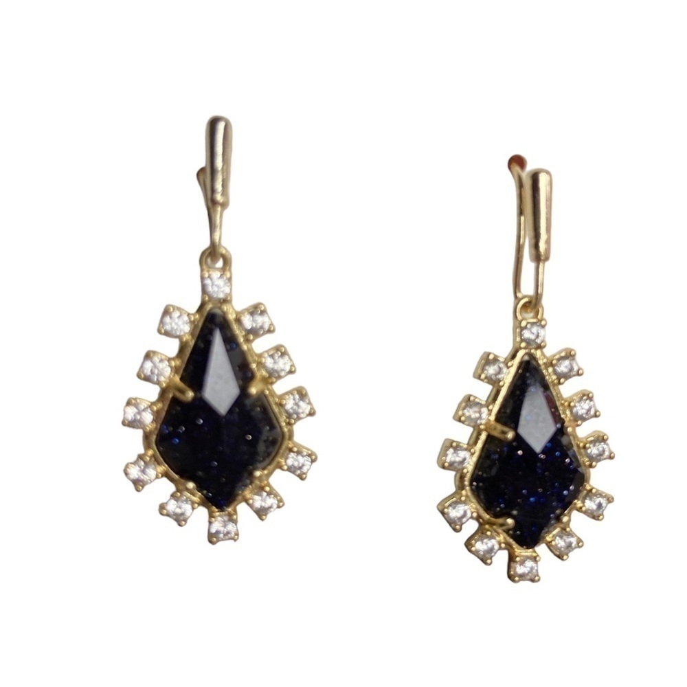 Alicia Bonnie Thetis Gold Tone Black Dangle Dropp Earrings